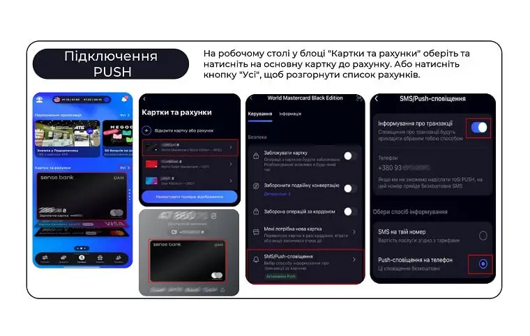 Зміни у вартості SMS-інформування за картками Sense Bank