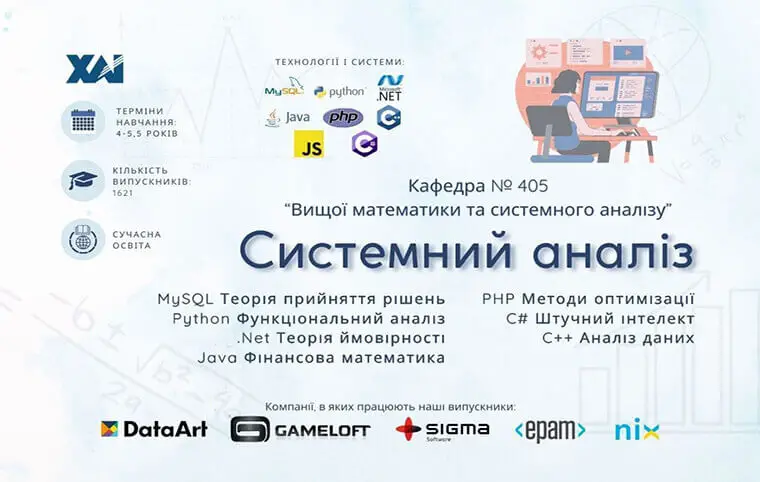 Спеціальності кафедри вищої математики та системного аналізу Спеціальності кафедри вищої математики та системного аналізу