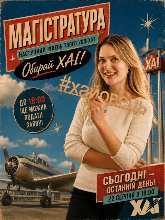 Сьогодні — останній день вступу до магістратури ХАІ